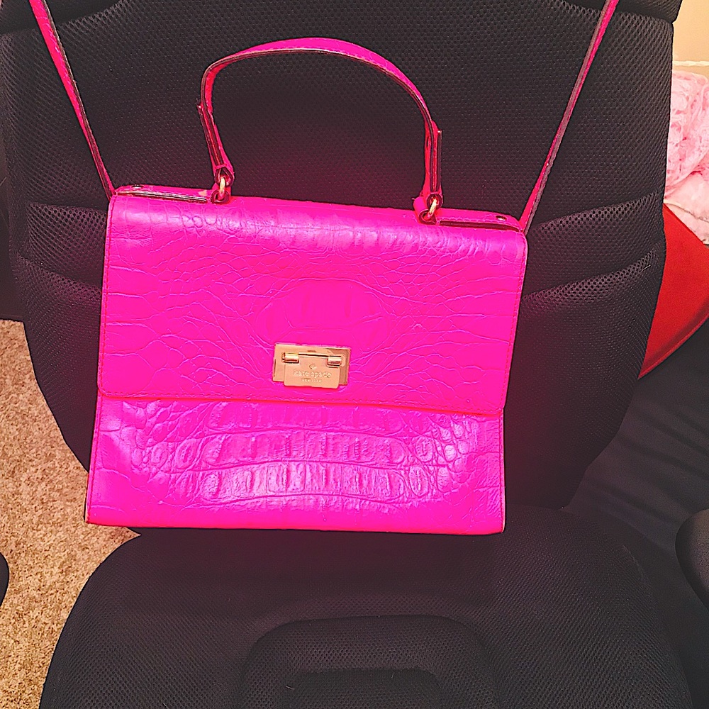 Kate Spade of New York Hot Pink Crocodile Embossed Leather Handbag